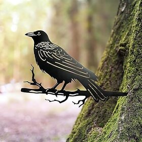 BLIND SHOP Metal Yard Art Outdoor and Garden,Tree Decorations Outdoor,Metal Yard Animals,Black Crows Halloween Decor,Gar