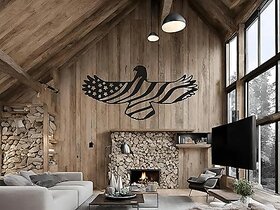 BLIND SHOP American Eagle Flag Metal Wall Art, Bald Eagle Metal Decor, Fourth of July Independence Day Flag, Large Ameri