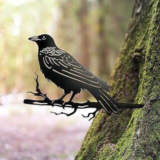 BLIND SHOP Metal Yard Art Outdoor and Garden,Tree Decorations Outdoor,Metal Yard Animals,Black Crows Halloween Decor,Gar