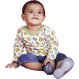 Kid Kupboard Cotton Baby Girls T-Shirt, Multicolor, Full-Sleeves, 9-12 Months KIDS6587