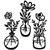 blind shop 3 Pieces Black Metal Flowers Wall Decor Metal Vase Wall Art Metal Wall Sculptures Hanging for Indoor Kitchen