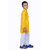 Kid Kupboard Cotton Boys Kurta and Pyjama Set, Yellow and White, Full-Sleeves, 7-8 Years KIDS6582