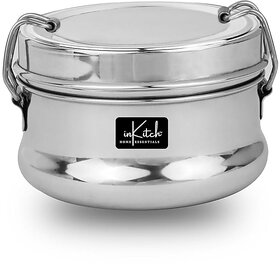 inKitch Stainless Steel Meal Pack Lunch Box, Silver, 9 cm Dia, 250ml