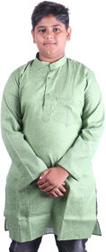Kid Kupboard Cotton Boys Kurta and Pyjama Set, Green and White, Full-Sleeves, 11-12 Years KIDS6593