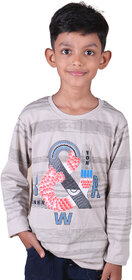 Kid Kupboard Cotton Boys T-Shirt, Light Grey, Full-Sleeves, 7-8 Years KIDS6601
