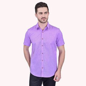 PrintCultr Men's Half Sleeve Cotton Spread Collar Shirt  (Purple)