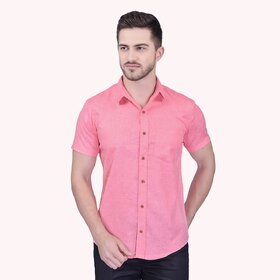 PrintCultr Men's Half Sleeve Cotton Spread Collar Shirt  (Pink)