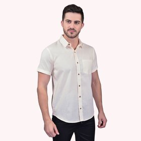 PrintCultr Men's Half Sleeve Cotton Spread Collar Shirt  (Beige)