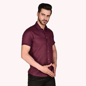 PrintCultr Men's Half Sleeve Cotton Spread Collar Shirt  (Purple)