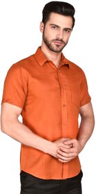 PrintCultr Men's Half Sleeve Cotton Spread Collar Shirt - Brown | Comfortable and Stylish Casual Shirt for Everyday Wear