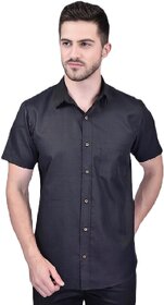 PrintCultr Men's Regular Fit Solid Black Casual Shirt - Stylish and Comfortable Everyday Wear