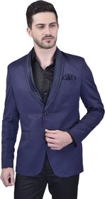 PrintCultr Men Solid Tuxedo Style Formal Blazer (Blue)