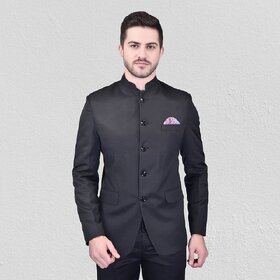 PrintCultr Men Solid Tuxedo Style Formal Blazer (Black)