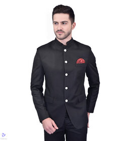 PrintCultr Men Solid Tuxedo Style Formal Blazer (Black)