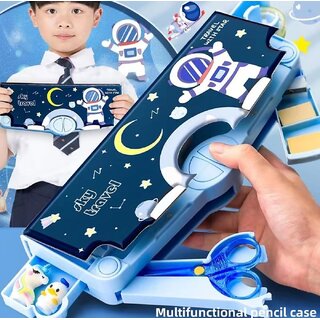 Mannat Multi Functional Magnetic Space Pencil Box for Kid Space Pencil Box(Blue)