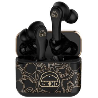 EKKO Earbeat T08 AlterEgo : Mic, ENC Call Noise Cancellation, 40H Playtime, 10MM Driver, Twin Connect, Massive Bass, Water Resistance, Siri & Google(Black Pattern)