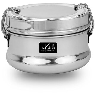 inKitch Stainless Steel Meal Pack Lunch Box, Silver, 9 cm Dia, 250ml