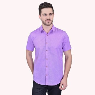 PrintCultr Men's Half Sleeve Cotton Spread Collar Shirt  (Purple)