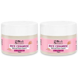 Globus Natural Rice Ceramide Revival Face Cream For Korean Glass Skin 50 gm pack of 2 
