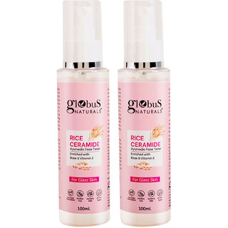 Globus Naturals Rice Ceramide Ayurvedic Face Toner Enriched with Green Tea and Vitamin E For Glass Skin 100 ml pack of 2