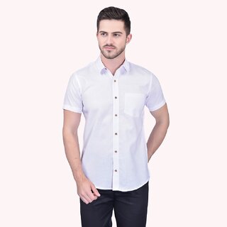 PrintCultr Men Regular Fit Solid Casual Shirt (White)