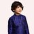 PrintCultr Boys Solid Pure Silk Kurta and Pyjama Set (Dark Blue)