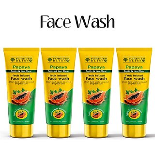 Indo Himaliyans Papaya Spots and Tan Clear Fruit Infused face wash Pack of 4 Women All Skin Types Face Wash 60 ml