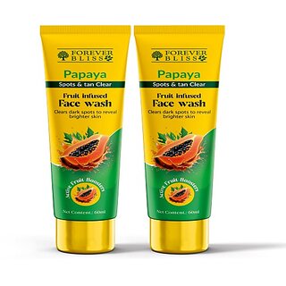 Indo Himaliyans Papaya Spots and Tan Clear Fruit Infused face wash Pack of 2 Women All Skin Types Face Wash 60 ml