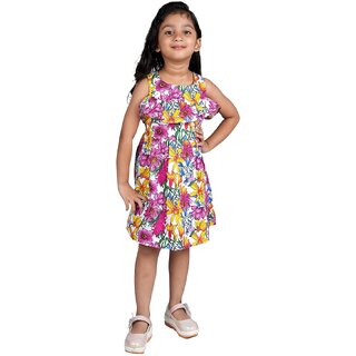 Kid Kupboard Cotton Girls Frock, Multicolor, Sleeveless, 7-8 Years KIDS-003