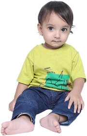 Kid Kupboard Cotton Baby Boys T-Shirt, Yellow, Half-Sleeves, 9-12 Months KIDS6641