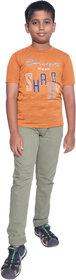 Kid Kupboard Cotton Boys T-Shirt, Orange, Half-Sleeves, 8-9 Years KIDS6645