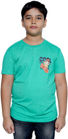 Kid Kupboard Cotton Boys T-Shirt, Green, Half-Sleeves, 8-9 Years KIDS6654