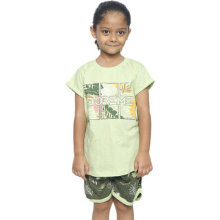 Kid Kupboard Cotton Girls T-Shirt and Short Set, Multicolor, Half Sleeves, 6-7 Years KIDS6640