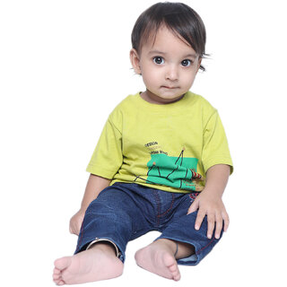 Kid Kupboard Cotton Baby Boys T-Shirt, Yellow, Half-Sleeves, 9-12 Months KIDS6641