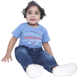 Kid Kupboard Cotton Baby Boys T-Shirt, Blue, Half-Sleeves, 1-2 Years KIDS6643