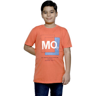 Kid Kupboard Cotton Boys T-Shirt, Orange, Half-Sleeves, 9-10 Years KIDS6646