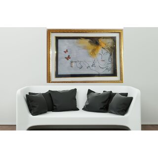 Premium Lord Krishna Painting in Wooden Frame with Glass  18x24 Inches