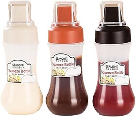 2 pcs Squeeze Bottle Condiment Bottles Hot Sauce Dispenser 350 ml Spray Bottle  (Pack of 2, Multicolor, Plastic)