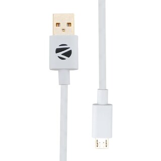Zebronics ZEB-UMS120 USB to Micro USB Cable with 2.4A efficient Charging, 1 Meter Long Durable Design, Smartphone Compatible and Data Transfer Feature. (White)