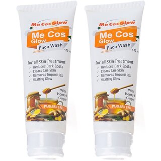 Me Cos Glow Honey Ginger Face Wash - Gentle Cleansing, Antioxidant-Rich Formula for All Skin Types - 150ml, Pack of 2