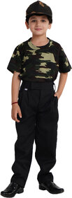 Kaku Fancy Dresses Indian Military T-Shirt  Cap For Kids, Army Costume/Our Helper/National Hero Costume For Boys
