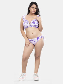 Bold & Bae Fashion Beachwear Ruffled Bikini Top With Panty In Purple