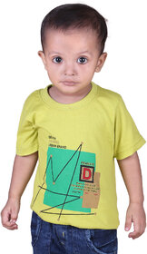 Kid Kupboard Cotton Baby Boys T-Shirt, Yellow, Half-Sleeves, 2-3 Years KIDS6705