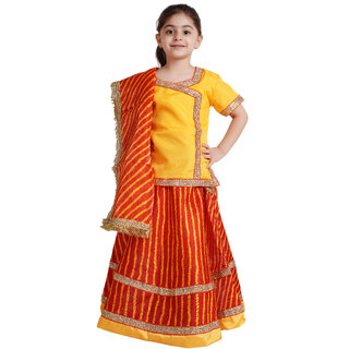 Kaku Fancy Dresses Leheriya Lehenga For Garba Dance Navratri Dance Costume for Girls - Red