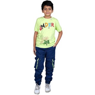 Kid Kupboard Cotton Boys T-Shirt, Green, Half-Sleeves, 8-9 Years KIDS6687