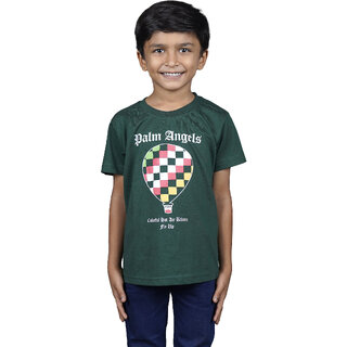 Kid Kupboard Cotton Boys T-Shirt, Green, Half-Sleeves, 6-7 Years KIDS6688