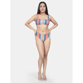 Bold  Bae Fashion Beachwear Scoop Neck Bikini Set In Vibrant Print