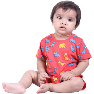 Kid Kupboard Cotton Baby Boys T-Shirt and Short Set, Pink, Half-Sleeves, 9-12 Months KIDS6701