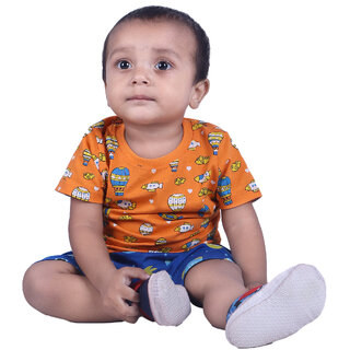 Kid Kupboard Cotton Baby Boys T-Shirt and Short Set, Multicolor, Half-Sleeves, 9-12 Months KIDS6702