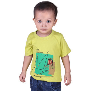 Kid Kupboard Cotton Baby Boys T-Shirt, Yellow, Half-Sleeves, 2-3 Years KIDS6705